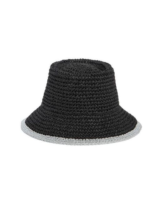 Nordstrom Rack Black Packable Straw Bucket Hat
