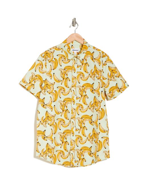 Abound Multicolor Banana Print Short Sleeve Button-up Poplin Shirt for men