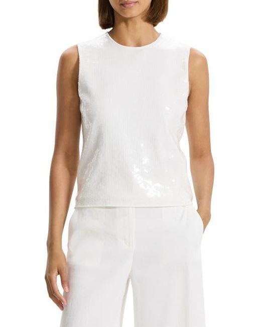 Theory White Sequin Shell