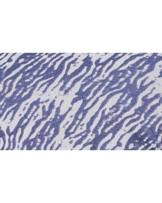 Halogen® Blue Ruched Mesh Top