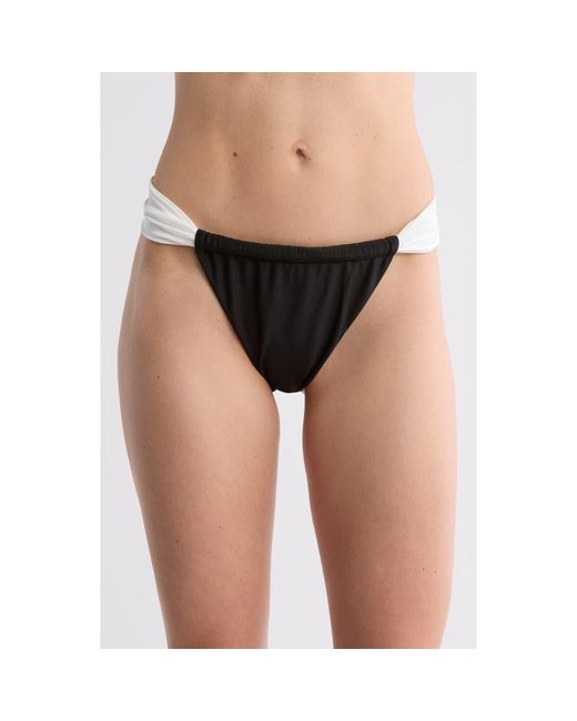 Dippin' Daisy's Black Contrast Strap Cheeky Bikini Bottoms