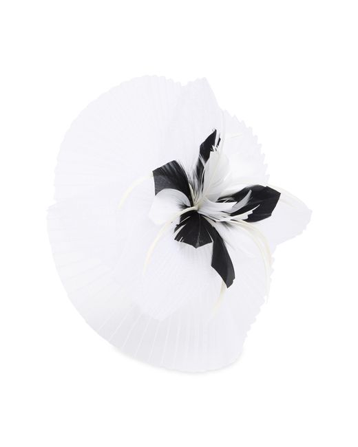 Vince Camuto White Feather Flower Mesh Fascinator