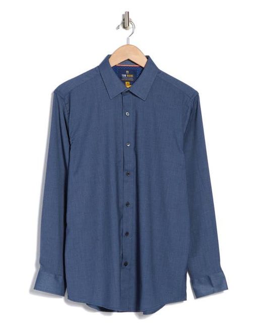 Tom Baine Blue Performance Button-Up Shirt for men