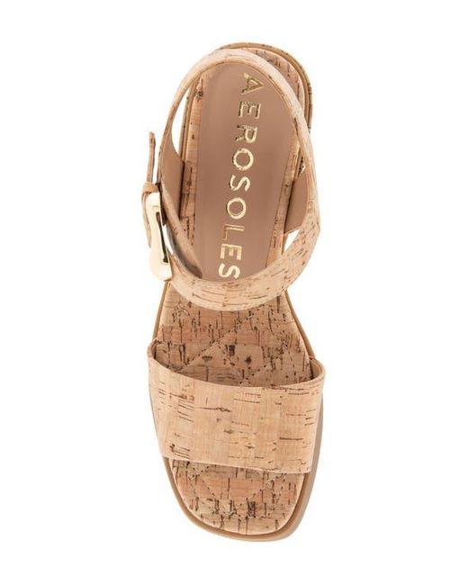 Aerosoles Natural Dorian Block Heel Ankle Strap Sandal