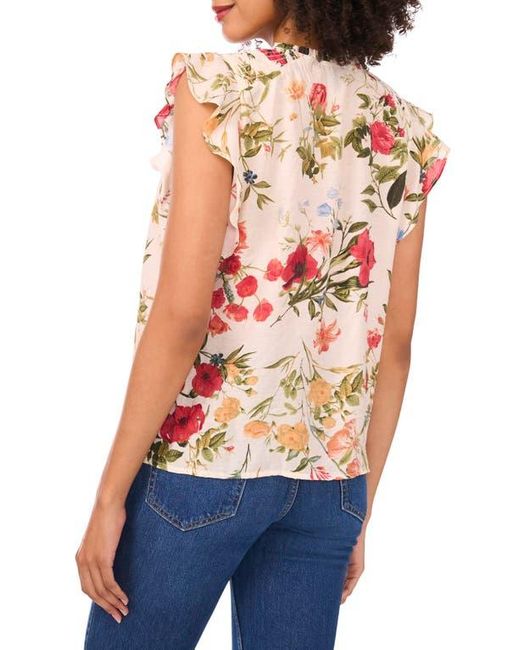 Halogen® Orange Smocked Flutter Sleeve Top