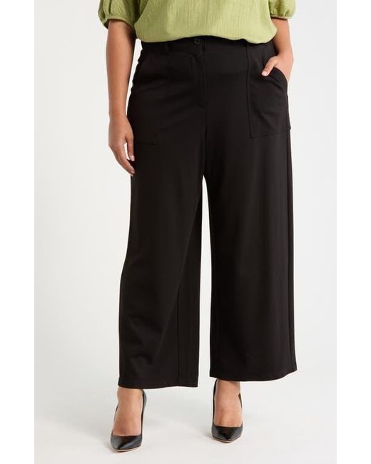 Max Studio Black Utility Pocket Crop Straight Leg Ponte Pants