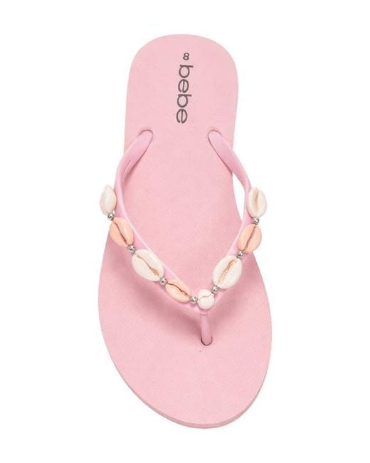 Bebe Pink Seashell Flip Flop