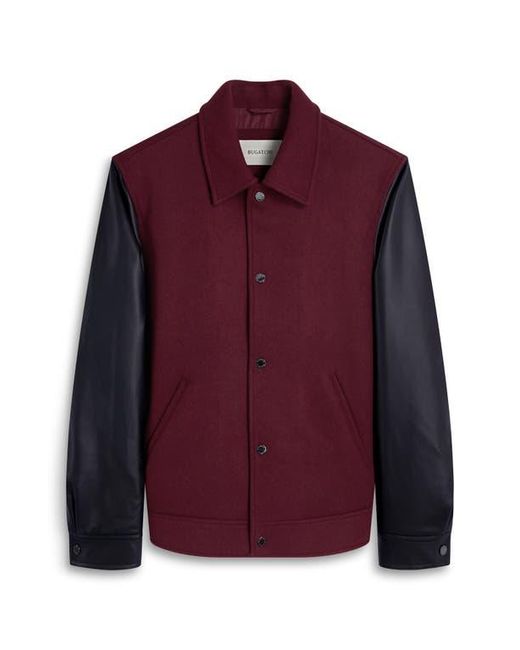 Bugatchi Purple Leather Sleeve Tweed Jacket for men