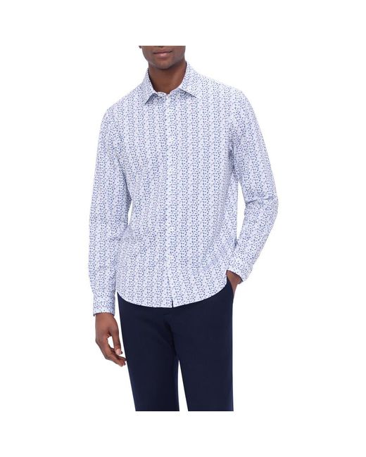 Bugatchi Blue James Ooohcotton Pixel Check Print Button-Up Shirt for men