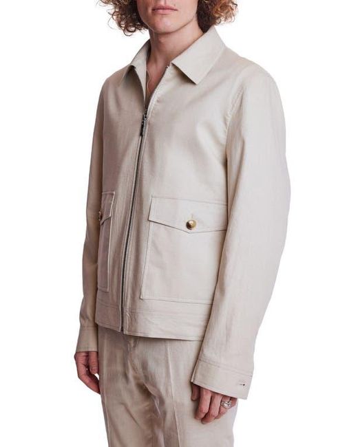 Paisley & Gray Natural Milo Slim Fit Linen Blend Bomber Jacket for men