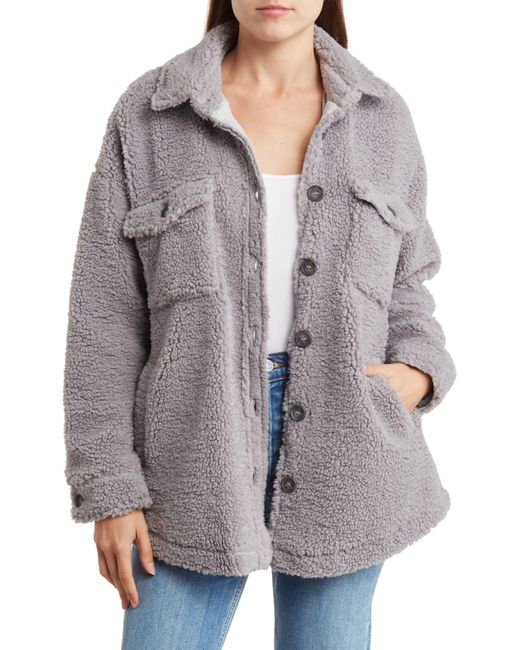 Thread & Supply Faux Shearling Shacket in Gray