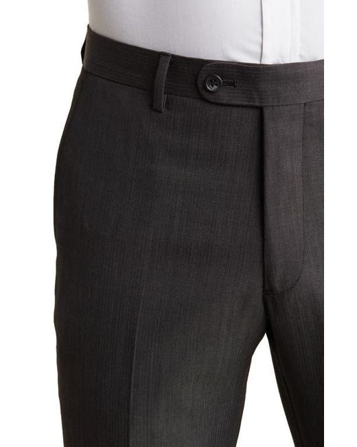 John Varvatos Gray Herringbone Two-Button Notch Lapel Wool Suit for men