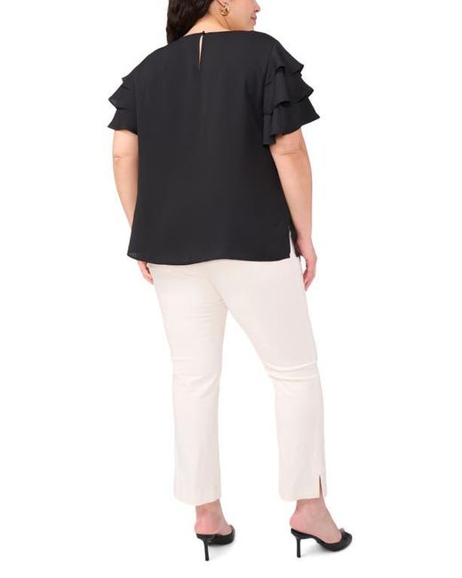 Vince Camuto Black Tiered Ruffle Sleeve Top