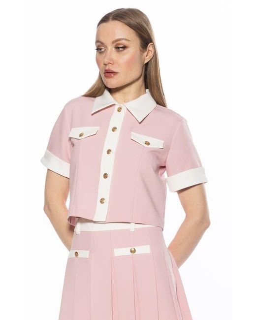 Alexia Admor Pink Emery Collared Button-Up Shirt