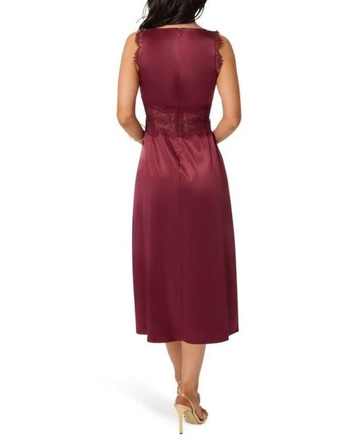 Bebe Women's Red Lace Trim Satin Cocktail Dress