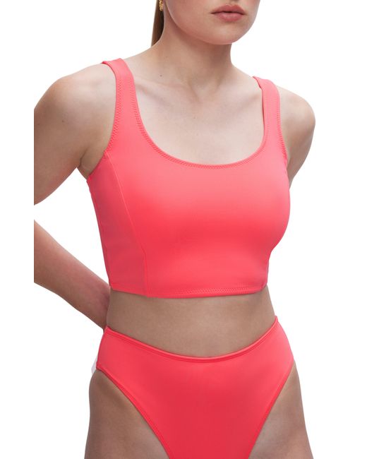 GOOD AMERICAN Pink Compression Scuba Bikini Top