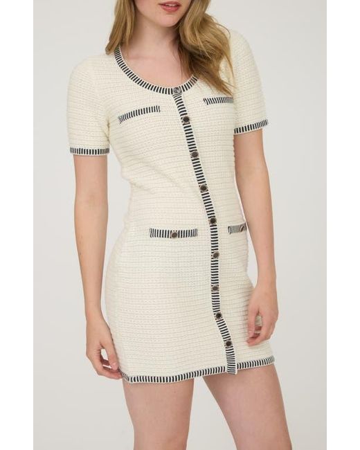 AUGUST SKY Natural Stripe Short Sleeve Minidress