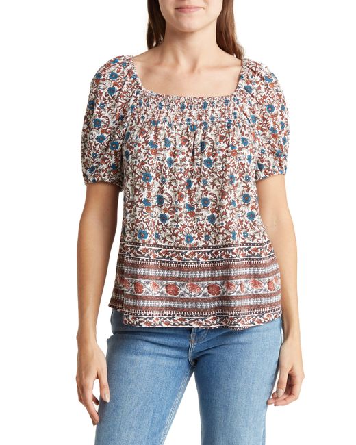 Lucky Brand Smocked Square Neck Top