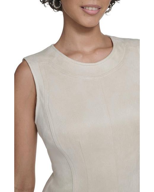 Calvin Klein Natural Faux Suede Midi A-Line Dress