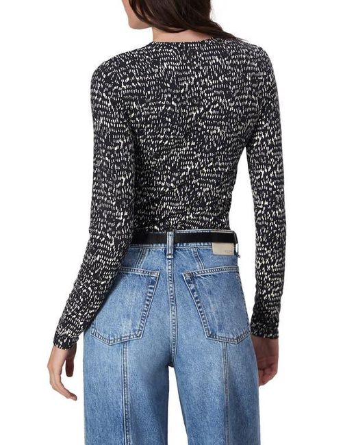 Rag & Bone Black Luca Print Long Sleeve Top