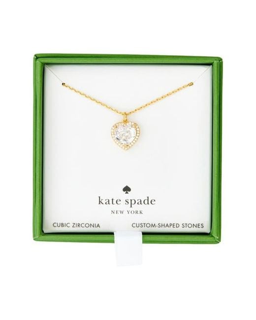 Kate Spade Green Pavé Heart Pendant Necklace