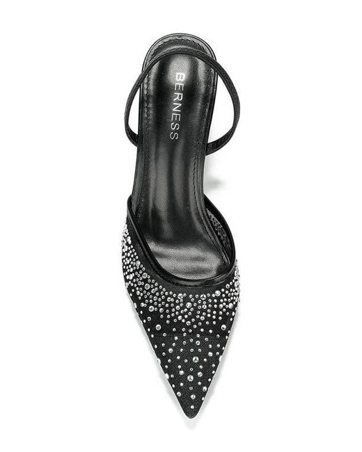 BERNESS Black Cara Rhinestone Mesh Pump