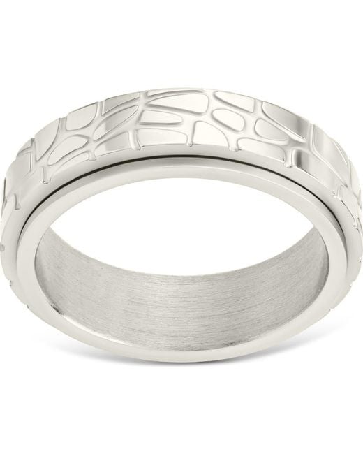 Sterling Forever Metallic Textured Spinner Ring
