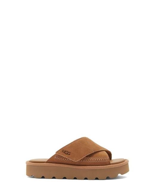 Ugg Brown Sungaze Platform Slide Sandal