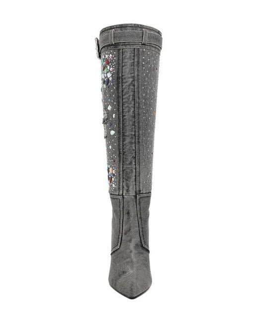 LONDON RAG Gray Cornik Pointed Toe Knee High Boot