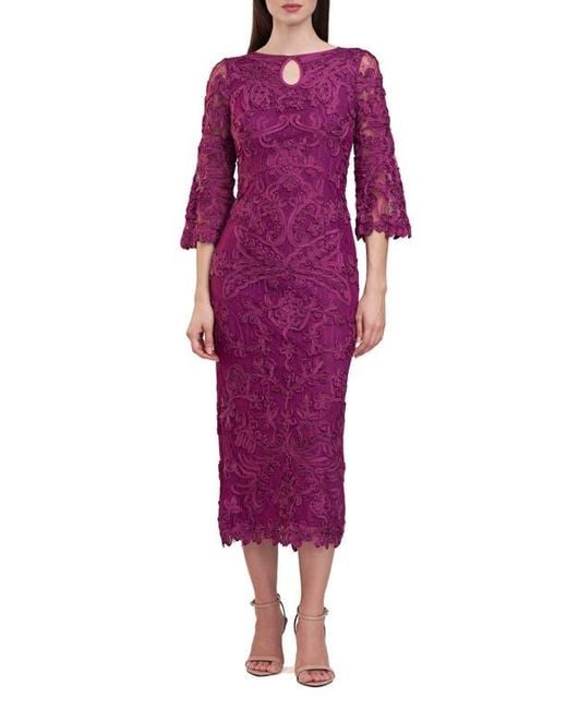 JS Collections Purple Perla Soutache Sheath Dress
