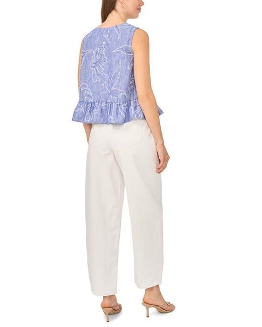 Vince Camuto Blue Embroidered Shell