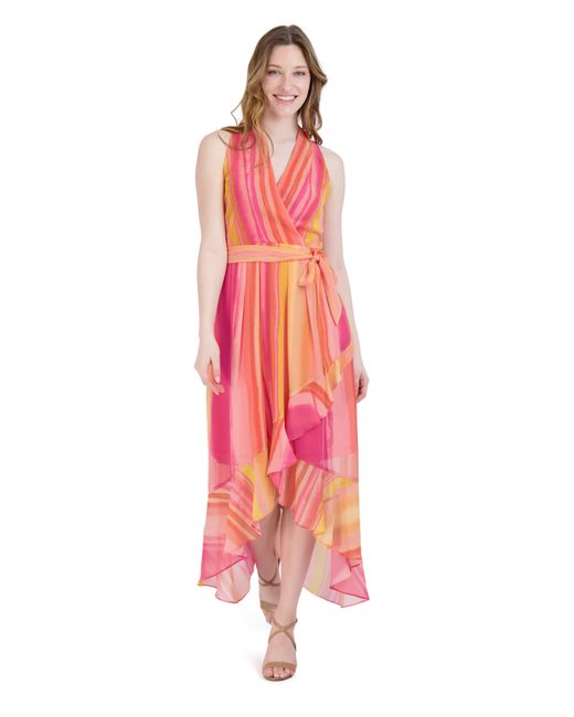 Julia Jordan Pink Stripe Halter Dress