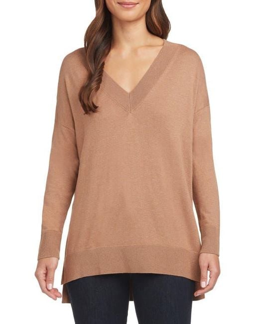 Matty M Natural Side Slit Sweater