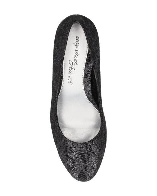Easy Street Black Lace Kitten Heel Almond Pumps