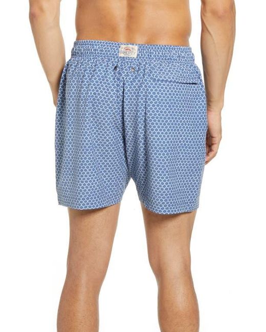 Faherty Brand Blue Beacon Scale Print Swim Trunks for men