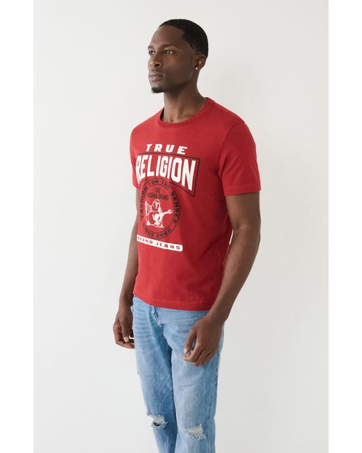 True Religion Red Cotton Crew Graphic T-shirt for men