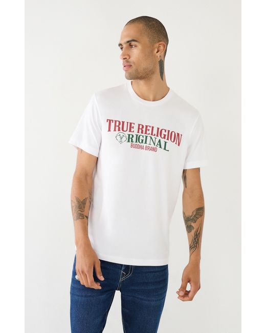 True Religion White Cotton Crew Graphic T-shirt for men