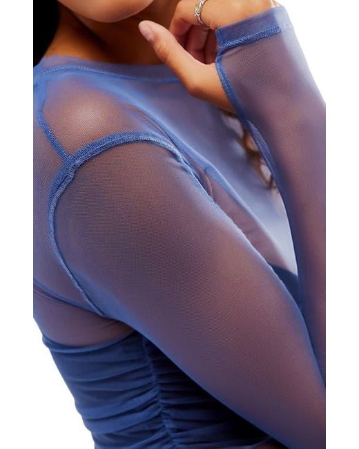 Free People Blue Last Layer Sheer Mesh Top