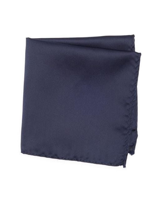 Con.struct Blue Solid Satin Pocket Square for men