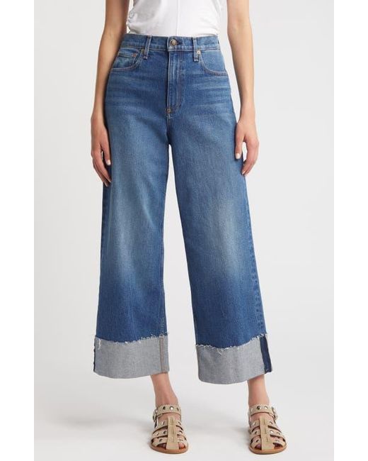 Rag & Bone Blue Andi Cuffed High Waist Wide Leg Ankle Jeans