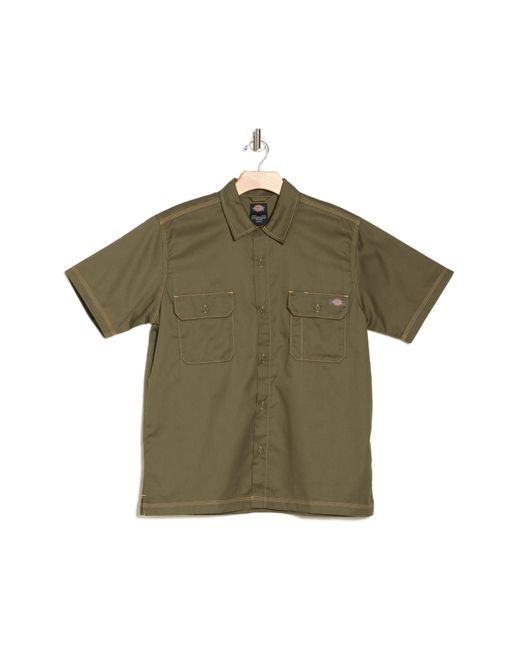 Dickies Green Relaxed Fit Short Sleeve Button-up Shirt for men