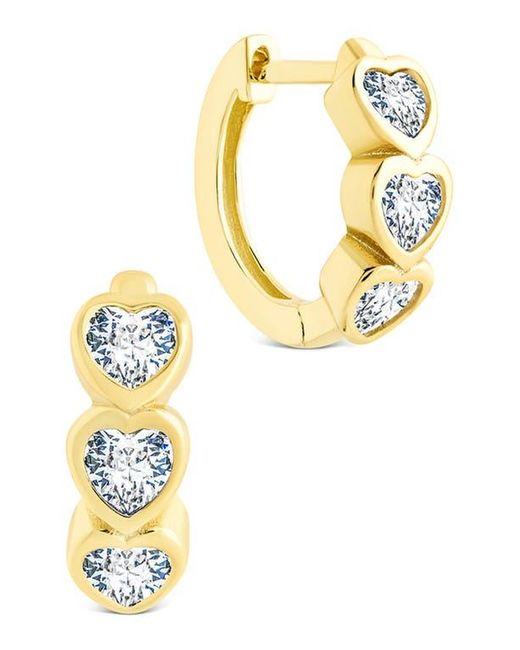 Sterling Forever Metallic Jorlyn Cubic Zirconia Heart Micro Huggie Hoop Earrings