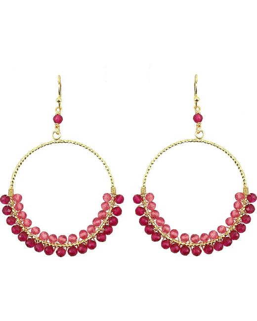 Panacea Red Fuchsia Beaded Circle Drop Earrings