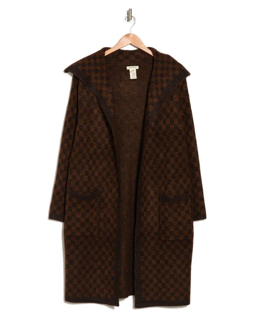 Max Studio Long Check Front Pocket Cardigan In Brown/rust Checkers At Nordstrom Rack