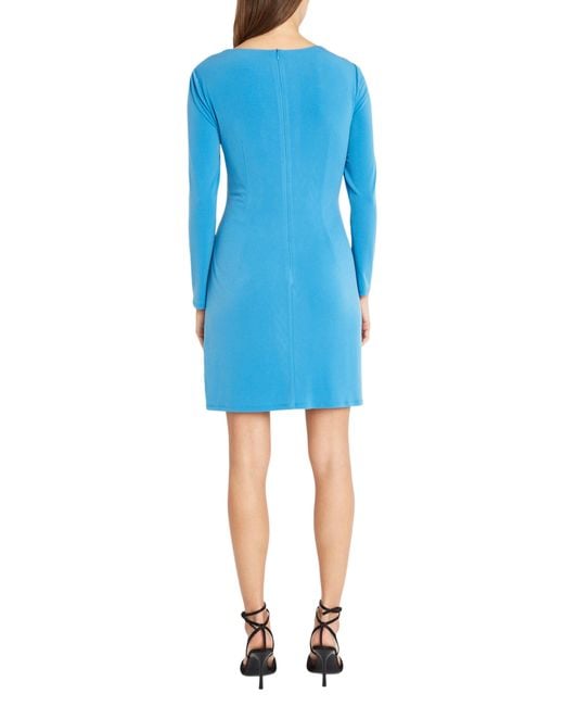 DONNA MORGAN FOR MAGGY Blue O-ring Long Sleeve Dress