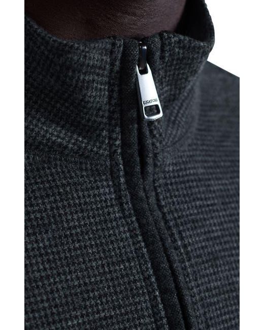 Bugatchi Blue Houndstooth Patern Quarter Zip Top for men