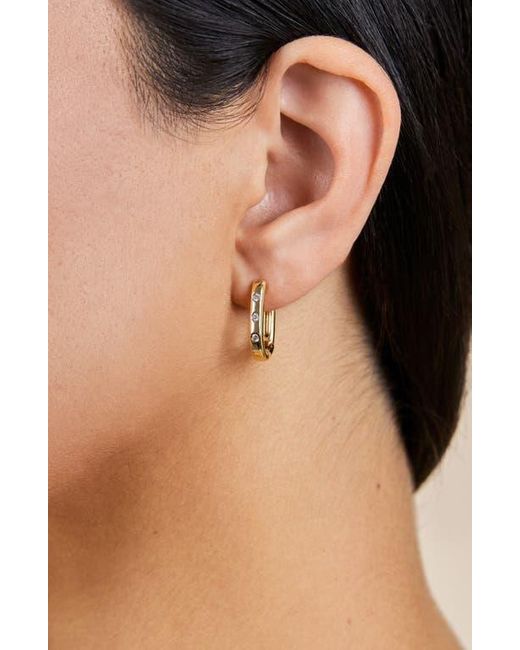 Sterling Forever Metallic Casey Cubic Zirconia Rectangular Hoop Earrings