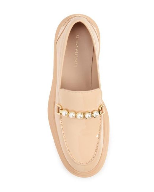 Stuart Weitzman Natural Perla Imitation Pearl Lug Sole Loafer