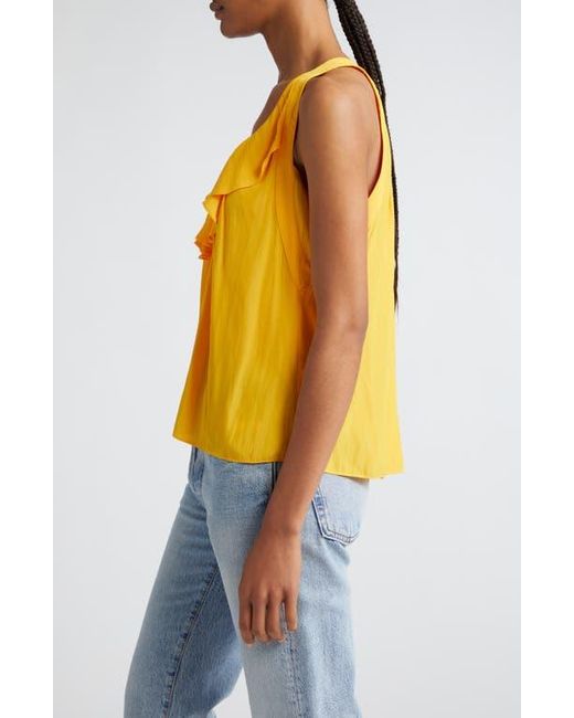 Ramy Brook Blue Nellie Ruffle Sleeveless Top