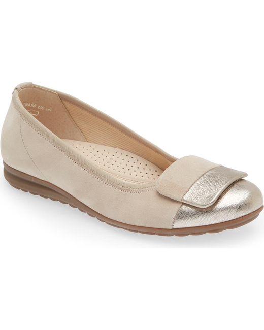 Gabor White Metallic Ballet Flat